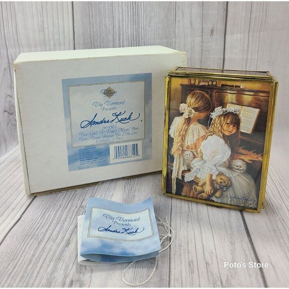 00's Via Vermont By Sandra Kuck #664561 "Two Girls At Piano" Music Trinket Box - Picture 3 of 12